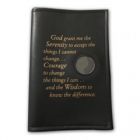 AA Big Book Cover with Serenity Prayer & Coin Holder