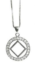 NA Symbol Necklace Pendant set with CZ stones