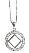 NA Symbol Necklace Pendant set with CZ stones
