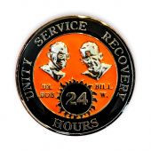 Orange Black and Chrome Bill and Bob SOS God Centered 24 Hour AA Coin