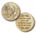 Gold Plated Guardian Angel Coin-clear stone