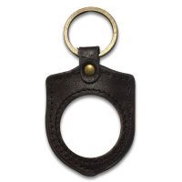 2 Sided Coin Holder Shield Leather Key Ring