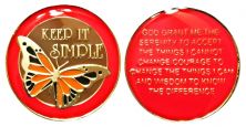 Keep it Simple Butterfly Recovery Medallion with Serenity Prayer