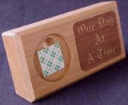Mini Hardwood Medallion Holder with "One Day At A Time"